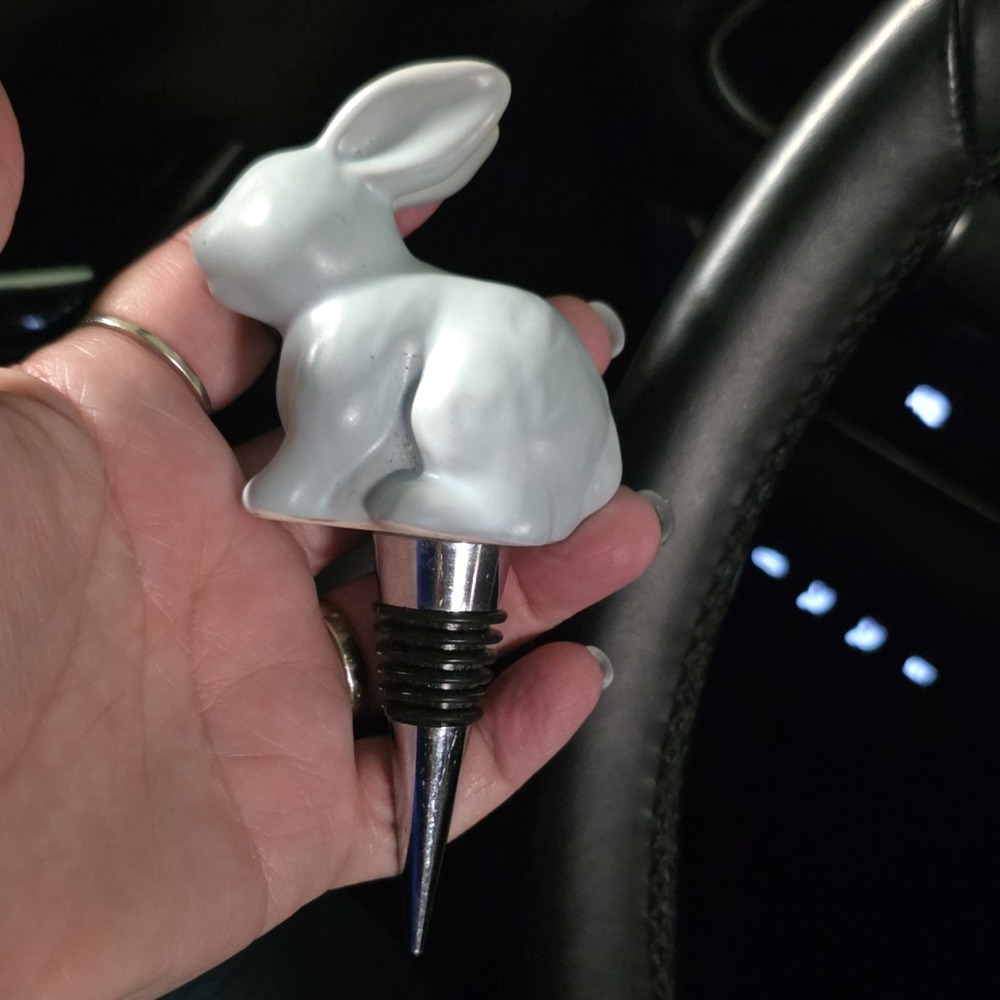 Stoneware wine bottle stopper, Threshold, Bunny Rabbit design